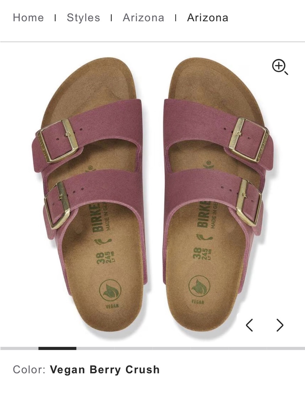 Birkenstock Arizona Vegan Berry Crush Sandals - Pink